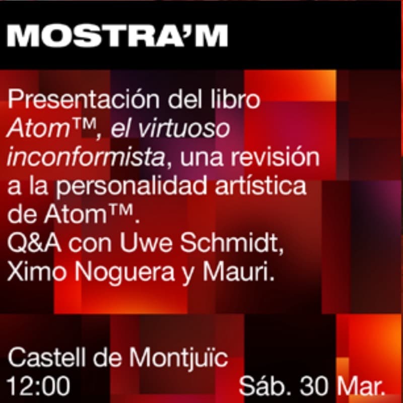 Mostra'm 2024 programme card: Saturday 30 March, 12:00 at the Castell de Montjuïc, Q&A with Uwe Schmidt, Ximo Noguera and Mauri